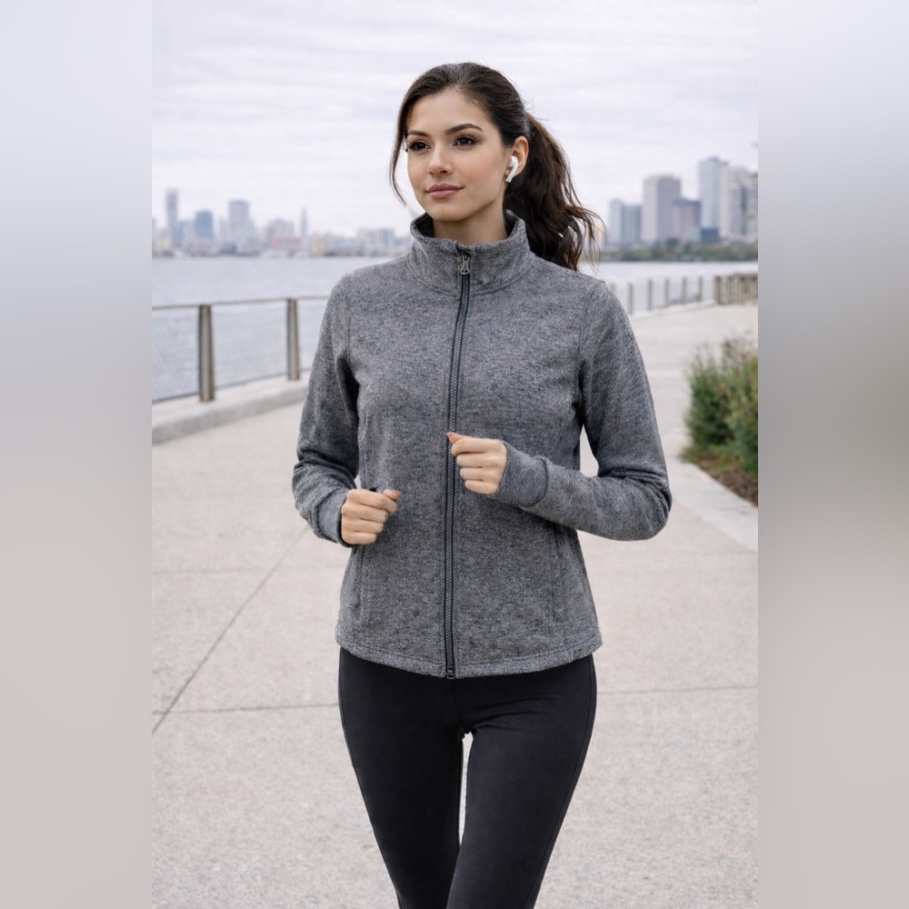 Women's Activewear Herringbone Running Walking Gray Jacket Size S - Picture 1 of 8